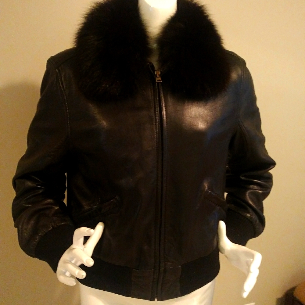Leather and rabbit jacket